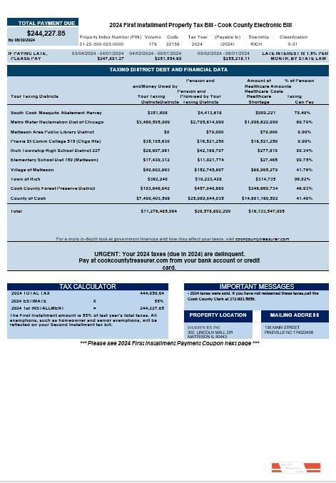 USA Cook Country Electronic Bill business utility bill download Word and PDF example PSD template